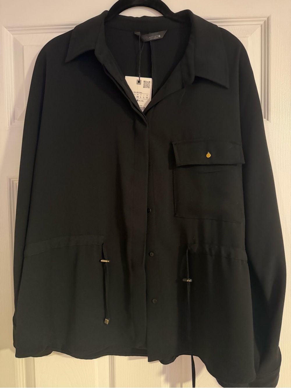 Zara Black Lightweight Utility Shirt Jacket